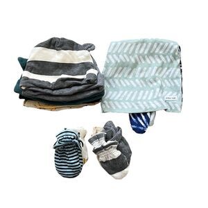 Baby Boy Lot Baby Hat Mittens Newborn 0-6M